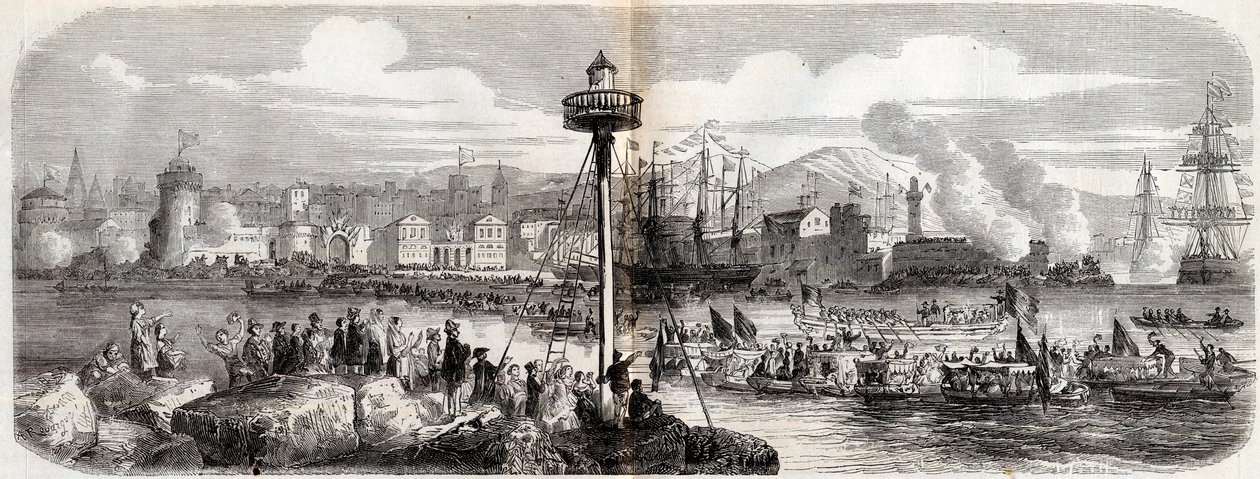 Risorgimento - (Krig mod Østrig) - Livorno Debarkering af en fransk hær under kommando af prins Napoleon (Napoleon Jerome Bonaparte) - 23. maj af French School