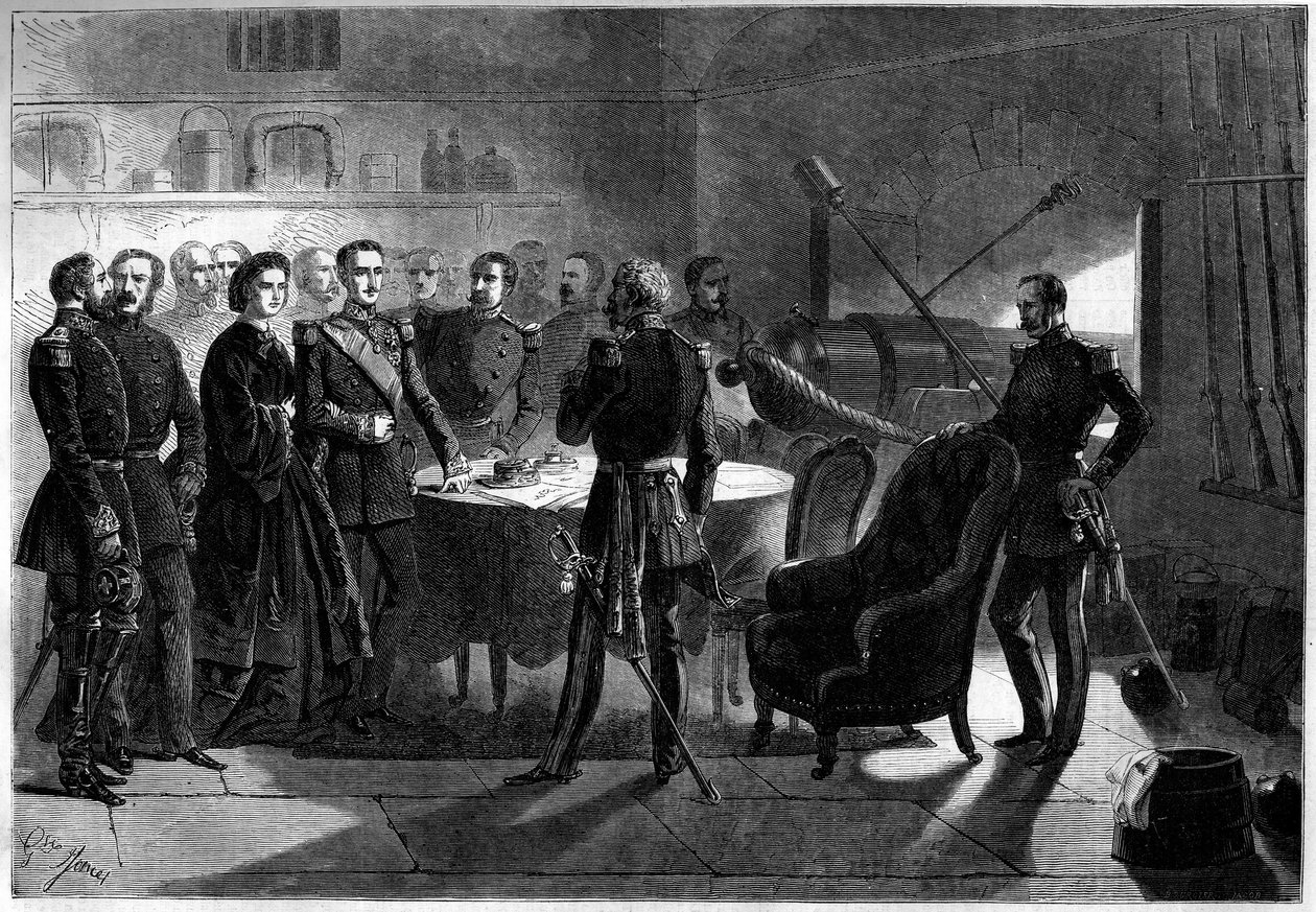 Risorgimento - Ekspeditionen af de tusinde eller røde skjorter af Giuseppe Garibaldi (1807-1887) - Belejringen af Gaete, Italien af French School