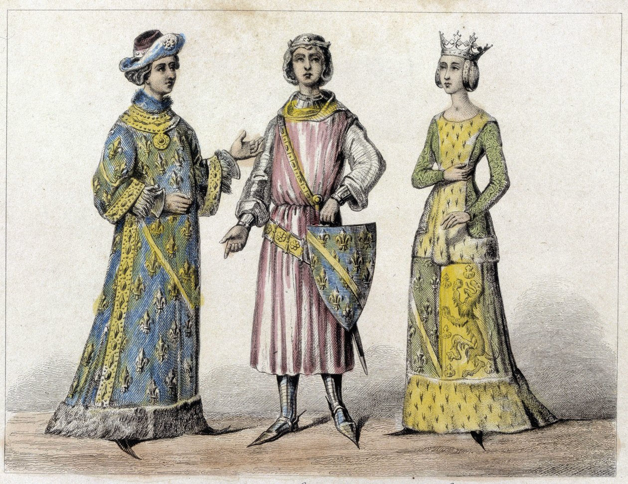 Robert af Frankrig og Beatrice af Bourgogne, hans kone, konge af Frankrig. af French School
