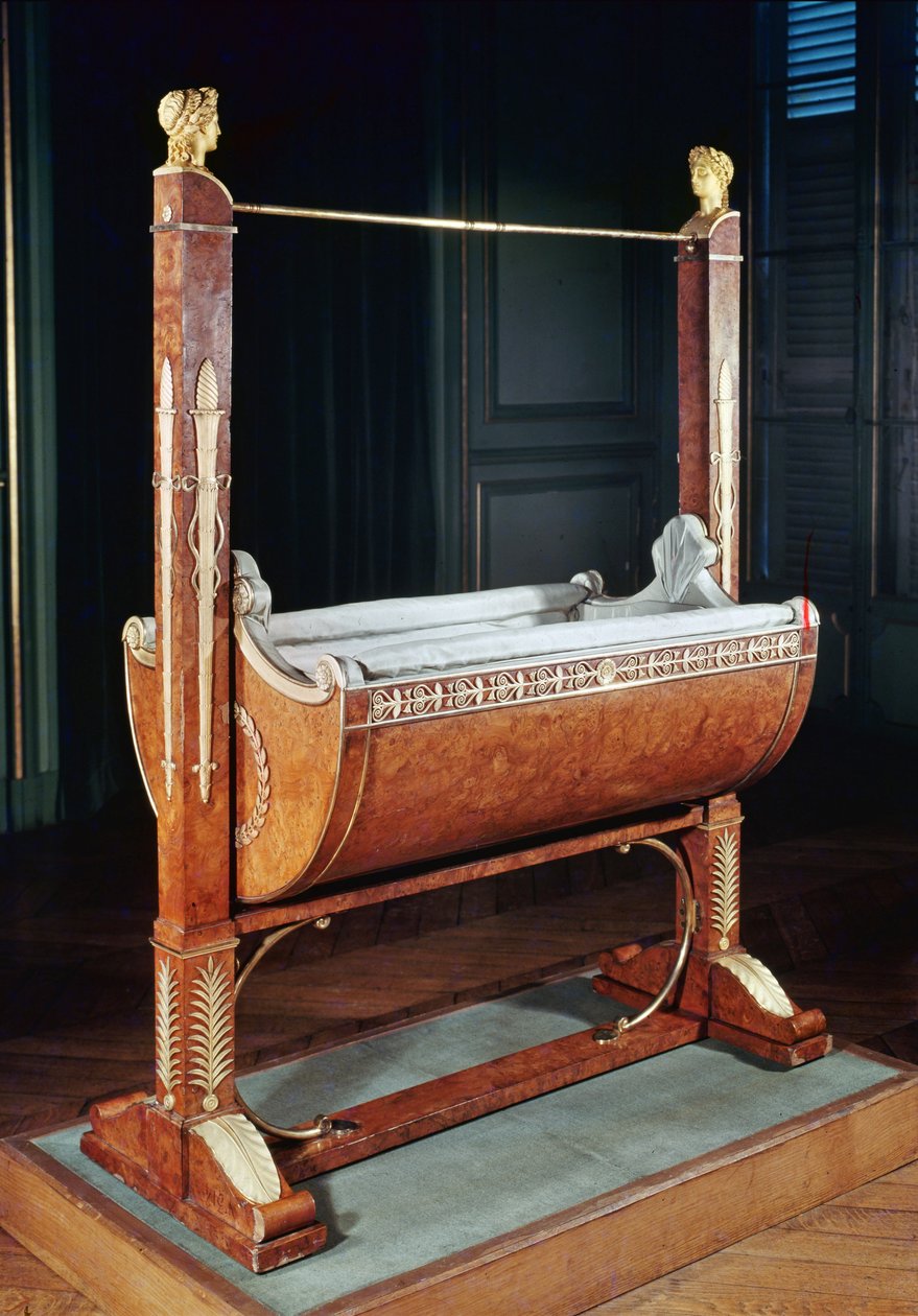 Gynge vugge for kongen af Rom, fra Saint-Cloud, 1811-15 (elmetræ) af French School