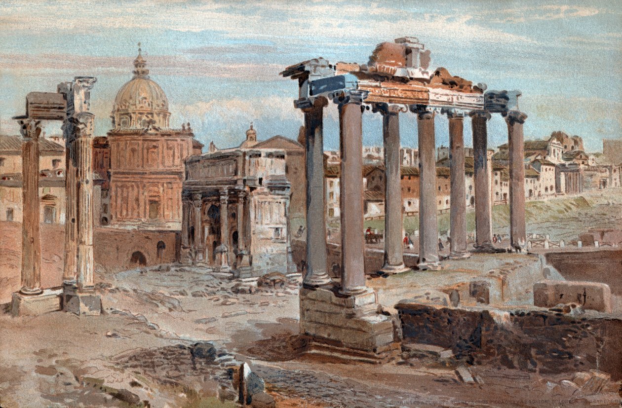 Forum Romanum. romersk forum. (akvarel, omkring 1900) af French School