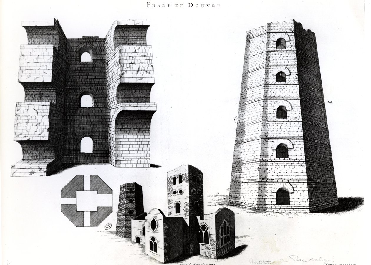 Roman Lighthouse and Church of St. Mary-in-Castro i Dover, Kent, England af French School