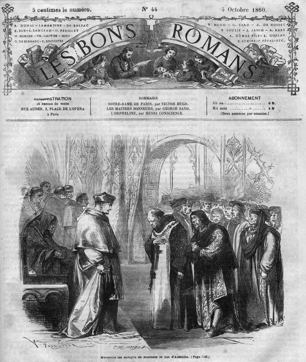 Romanføljeton: "" Notre Dame de Paris"" af Victor Hugo (1802-1885). Indgravering i ""Gode romancer"" af French School