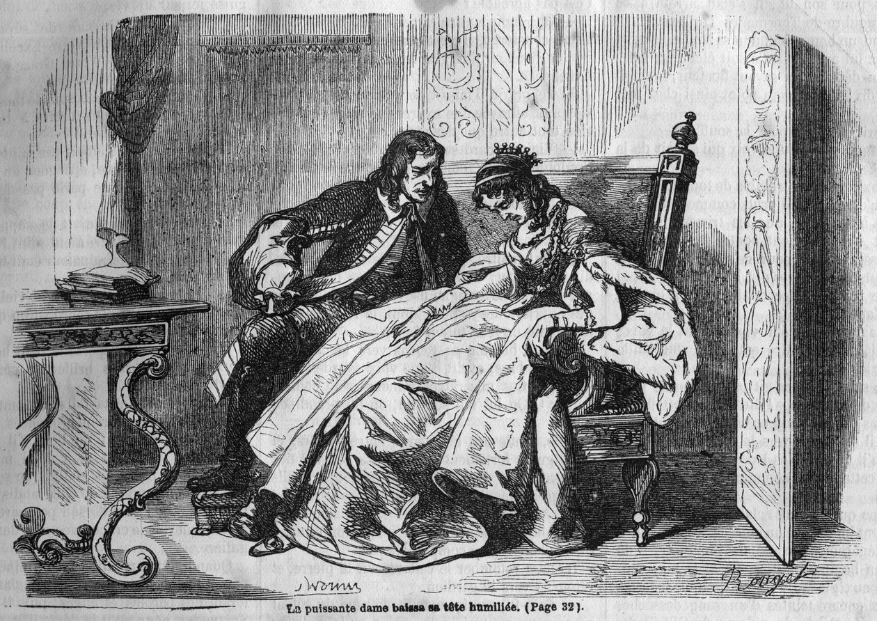 Romersk føljeton: "The Green Ladies" af George Sand (Aurore Dupin, Baronne Dudevant) (1804-1876). Indgravering i "" Les bons romances"" af French School