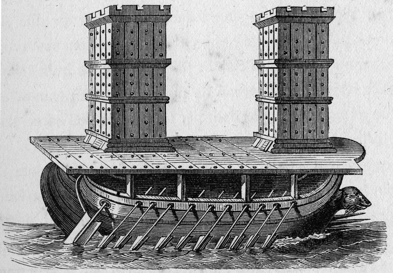 Romersk skib et tårne. Indgravering i "La Marine et les kolonier: handel af French School