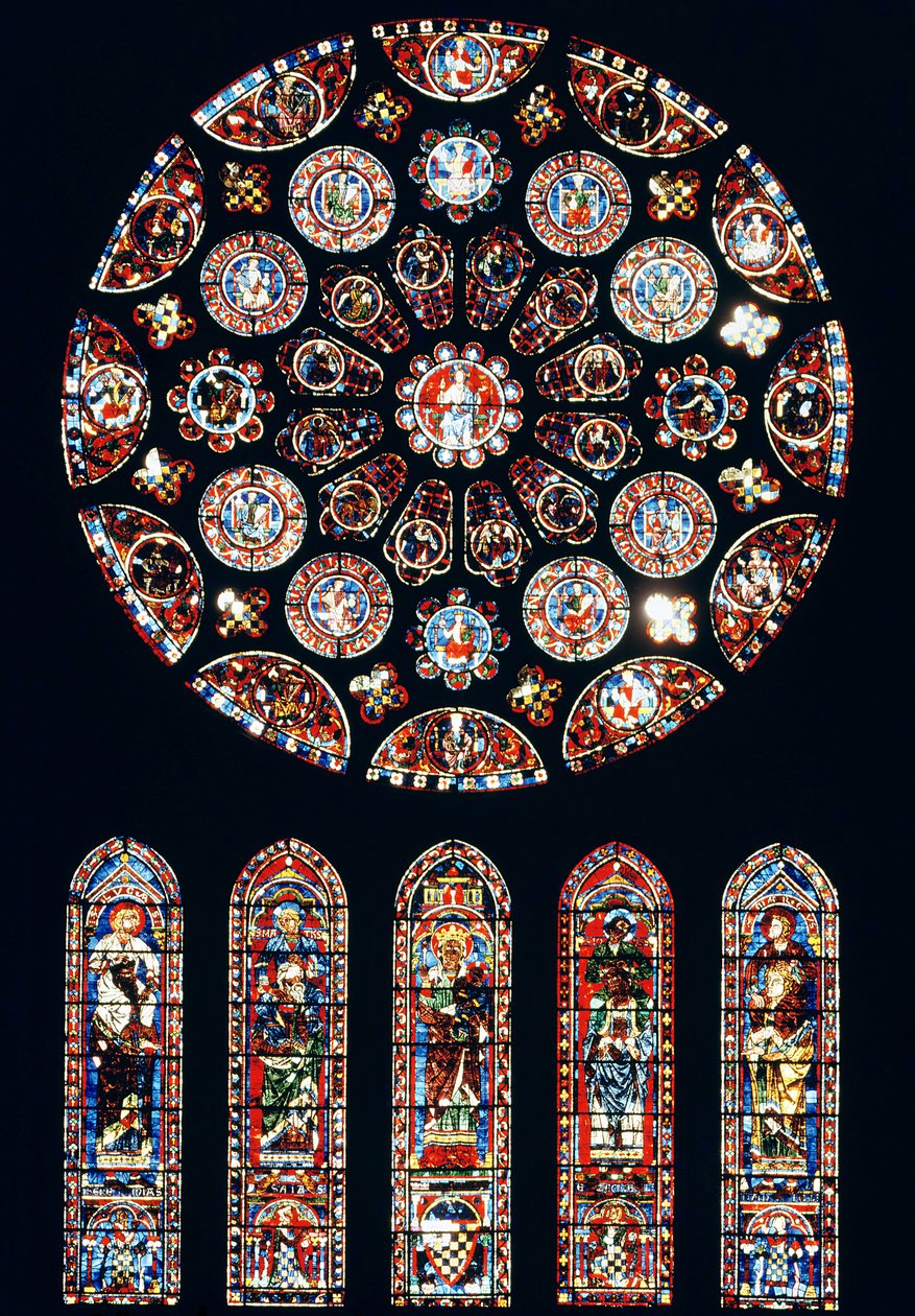 Rose og lancetvinduer fra sydvæg, ca.1224 af French School