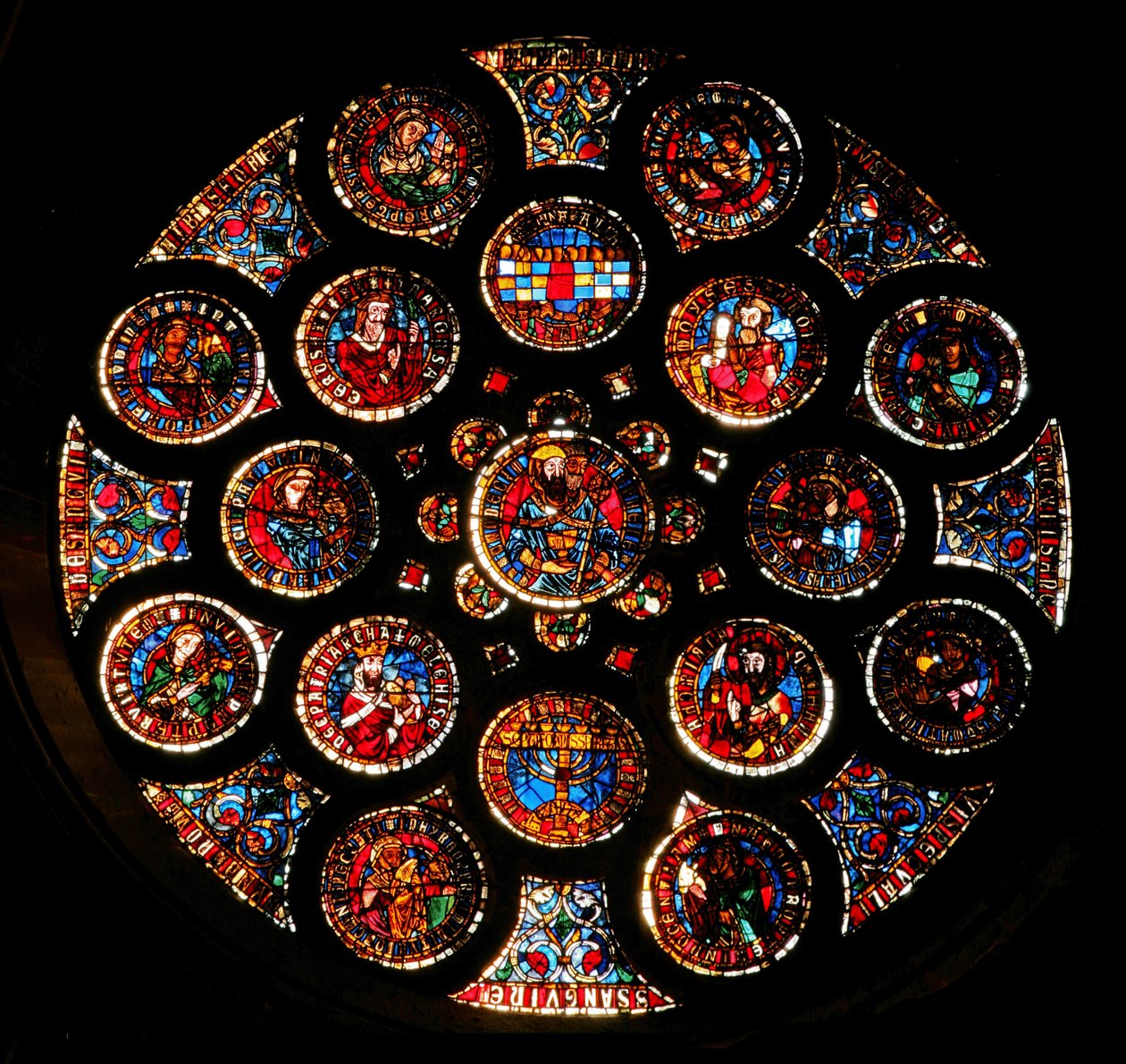 Rose vindue, der forestiller den gamle pagt, ca. 1235 af French School
