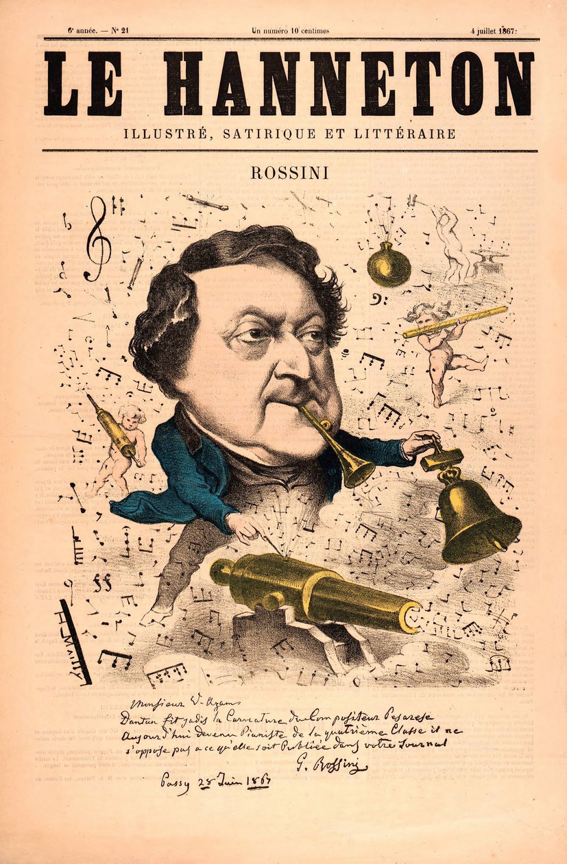Rossini fra Le Hanneton, pub. 4. juli 1857 (farve litho) af French School