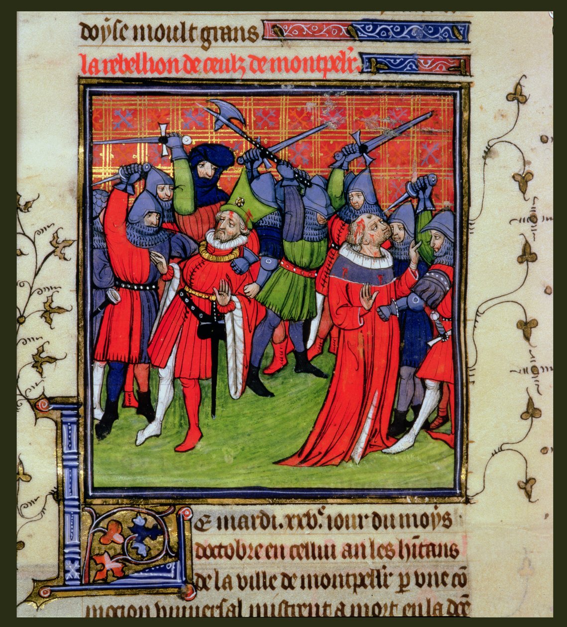 Roy 20 C VII f.212v Revolt at Montpellier af French School
