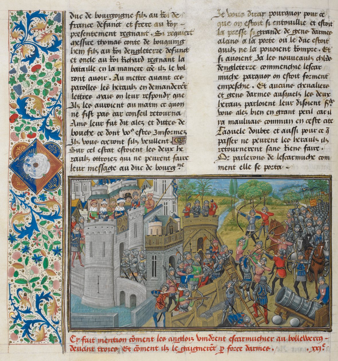 Royal 14 E. IV, f.59v En fangst af en bastion ved Troyes, fra 