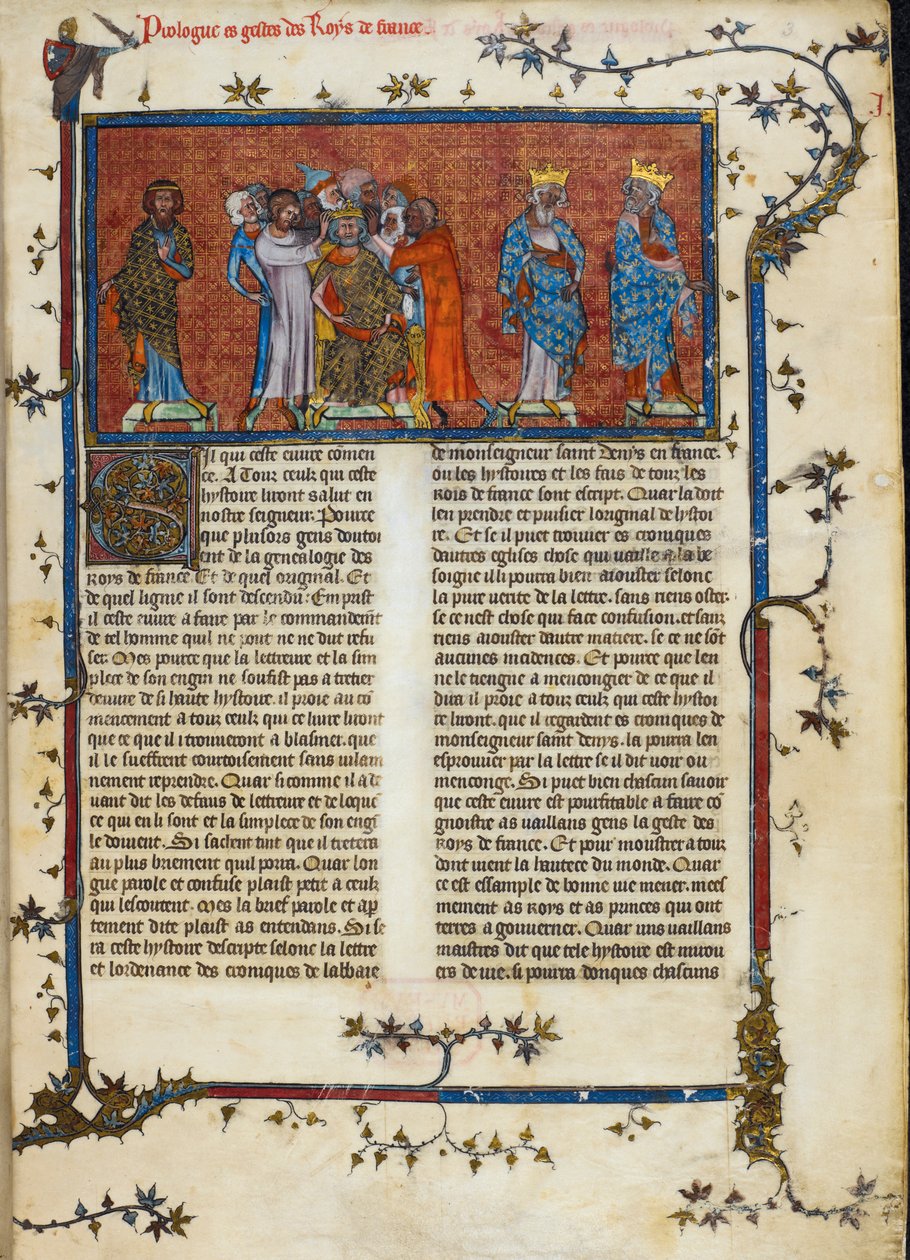 Royal 16 G. VI, f.3 The Coronation of Pharamond, illustration fra 
