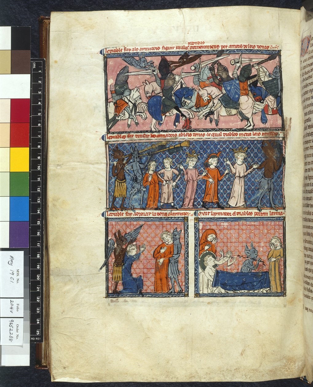 Royal 19 C. 1, f.204v Diabolic Temptations, illustration fra 