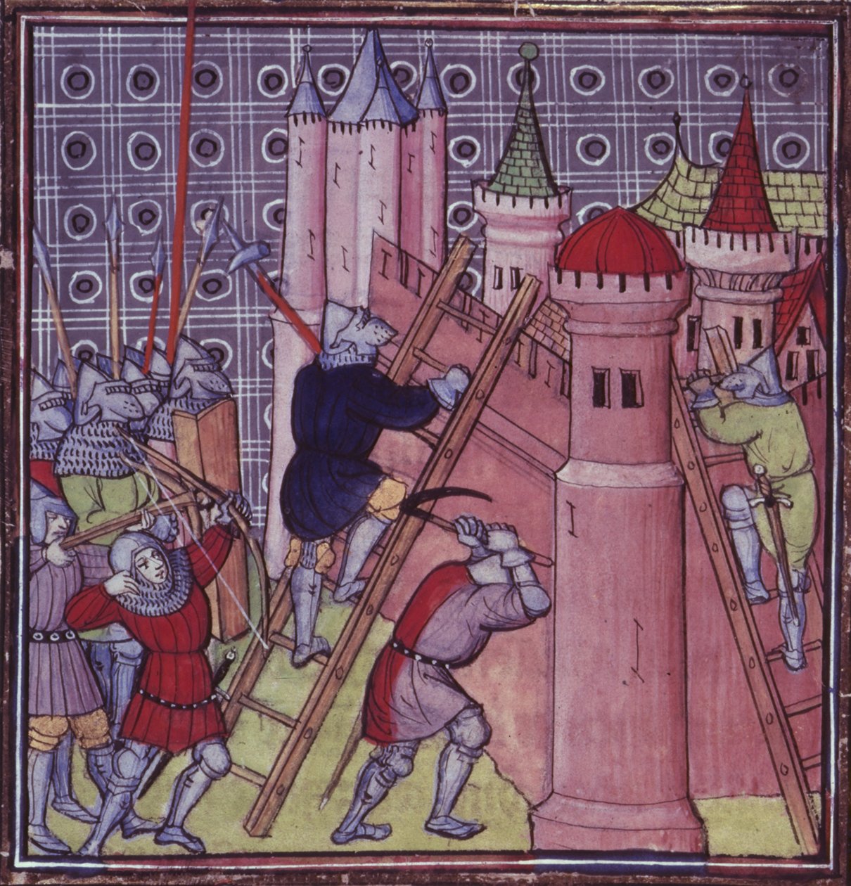 Royal 20 C.VII fol.19 Franskmændene ødelægger Genova, fra 