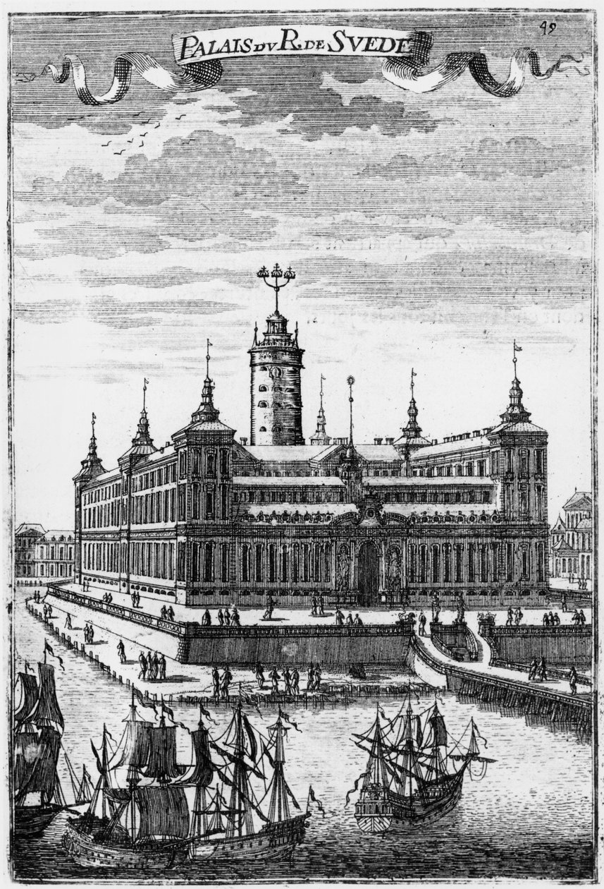 Royal Palace of Stockholm, illustration fra Description de lUnivers af Allain Manesson Mallet (1630-1706) udgivet Paris, 1683 af French School