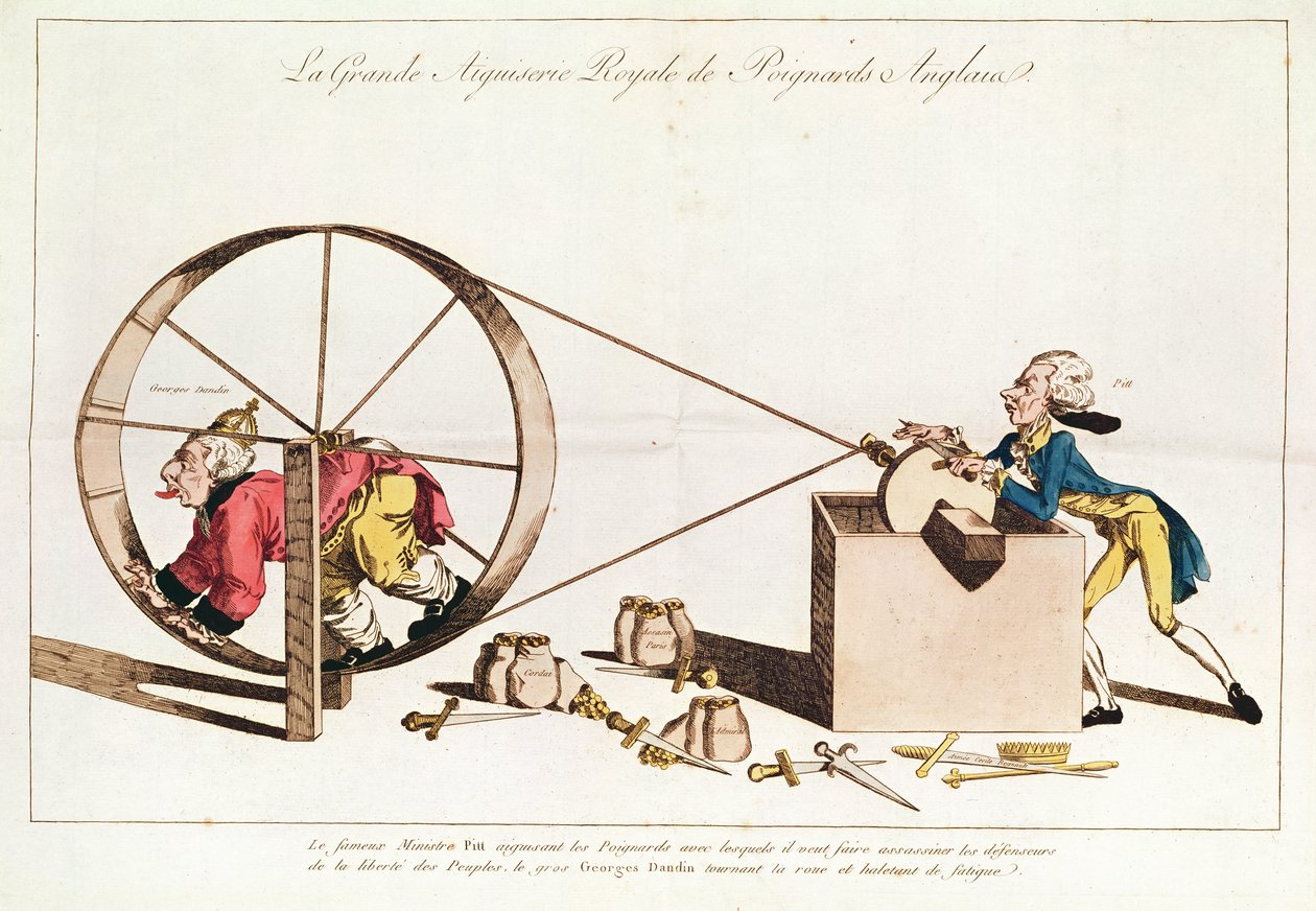 Royal Sharpening Service for Sharpening English Dolke, 1794 (håndfarvet radering) af French School