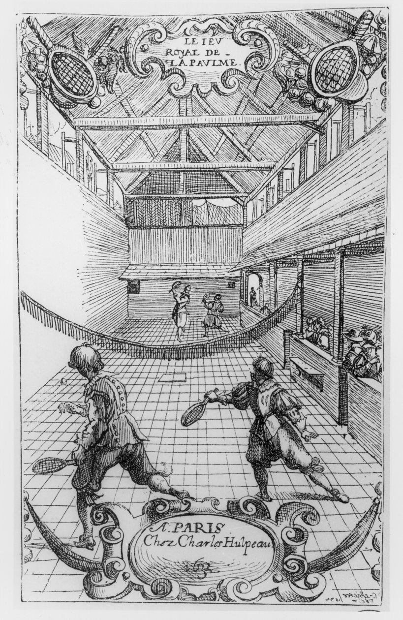 Royal Tennis, frontispice fra Jeu Royal de la Paume, 1632 af French School