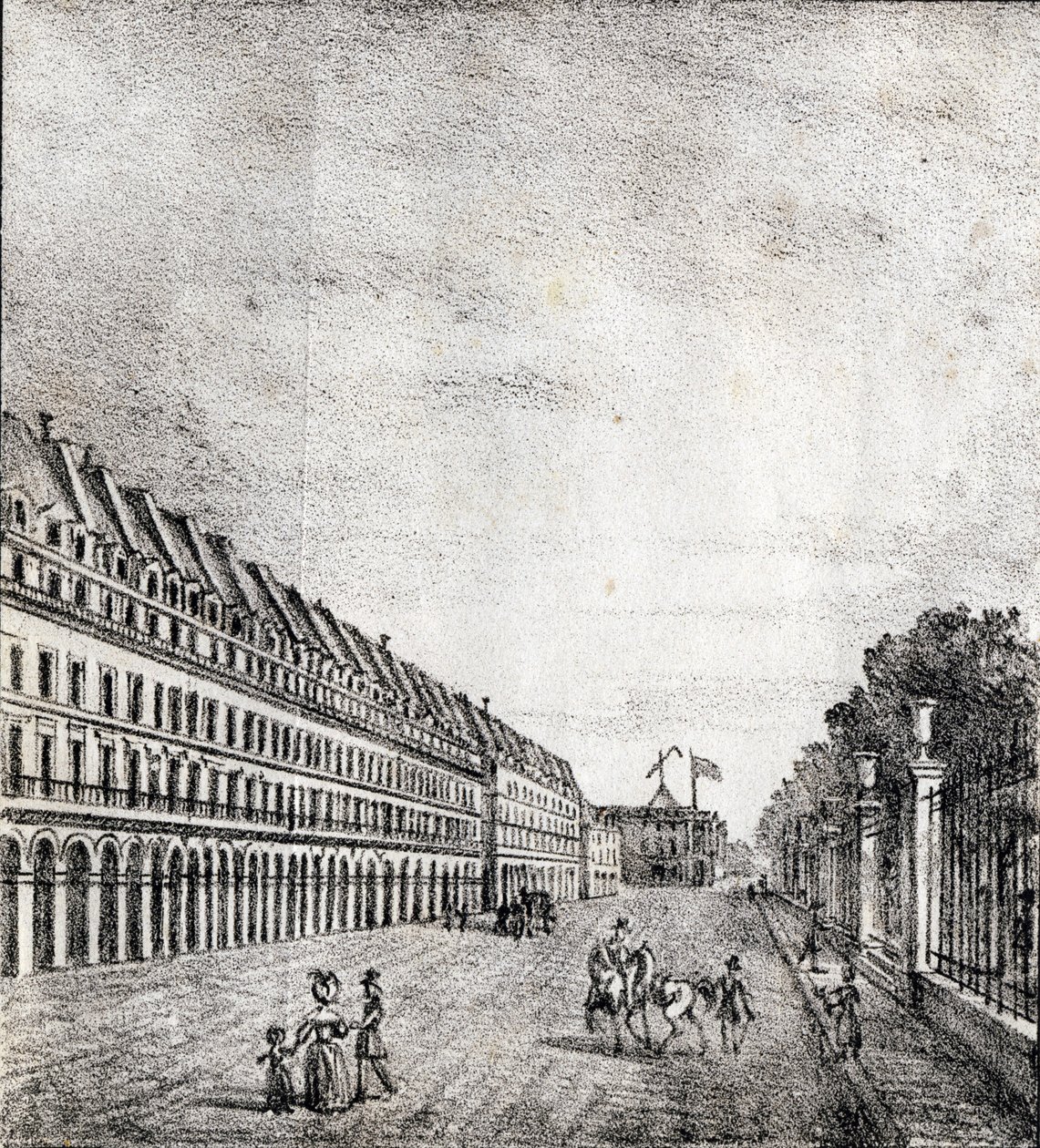 Rue de Rivoli, Paris - "Alphabet Picturesque des Monumens de Paris" ca. 1840 (kobberstik) af French School