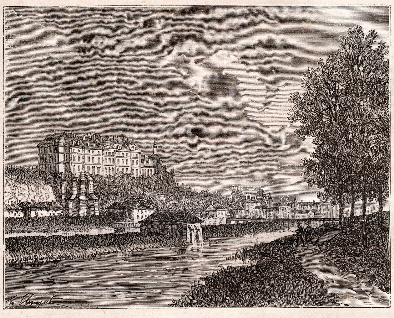 Sable-sur-Sarthe (Sable sur Sarthe) - indgravering i "La France illustree: geografi, historie, statistisk administration" af V.A. Malt-brun. 1884 af French School