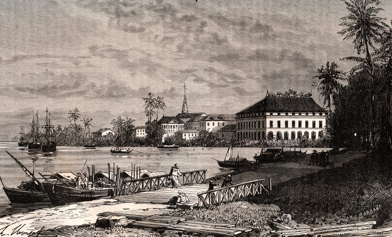 Saigon - Vietnam - Ho-Chi-Minh City (Ho Chi Minh City) - indgravering i "La France illustree: geografi, historie, statistisk administration" af V.-A. Malt-brun. 1884 af French School