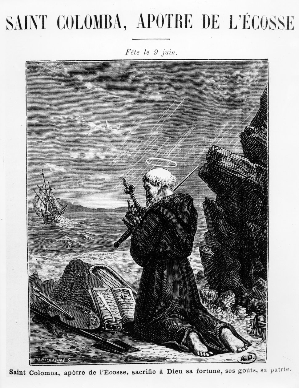 Saint Columba, apostel af Skotland af French School