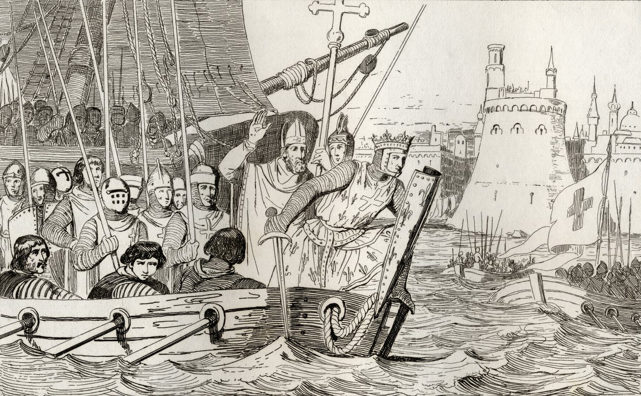 Saint Louis IX (1214-70) leder sine tropper i kamp, fra 