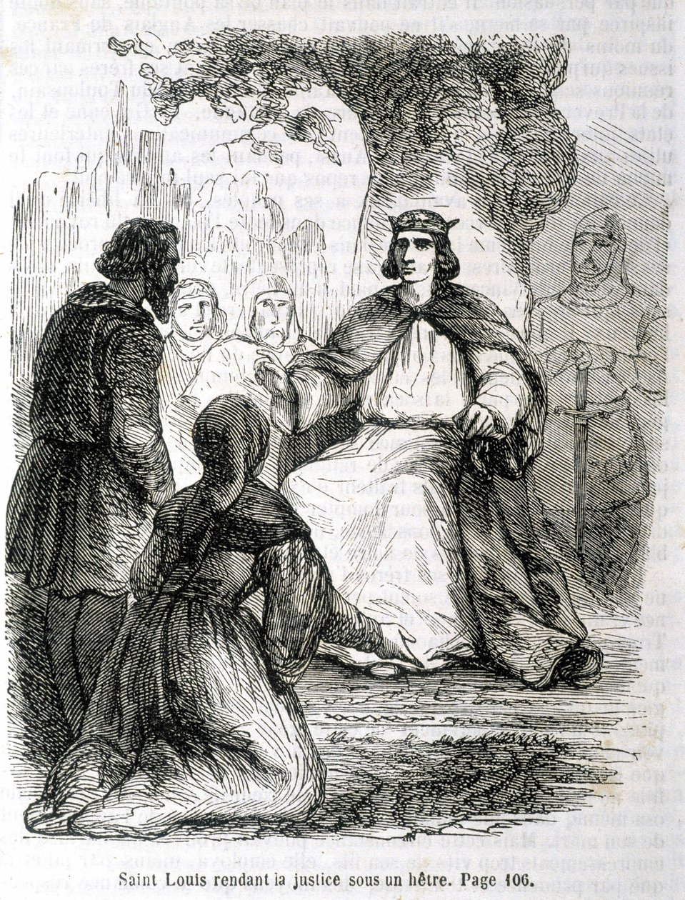 Saint Louis yder retfærdighed under en bøg - i "Histoire de France" af L.-P. Anquetil af French School