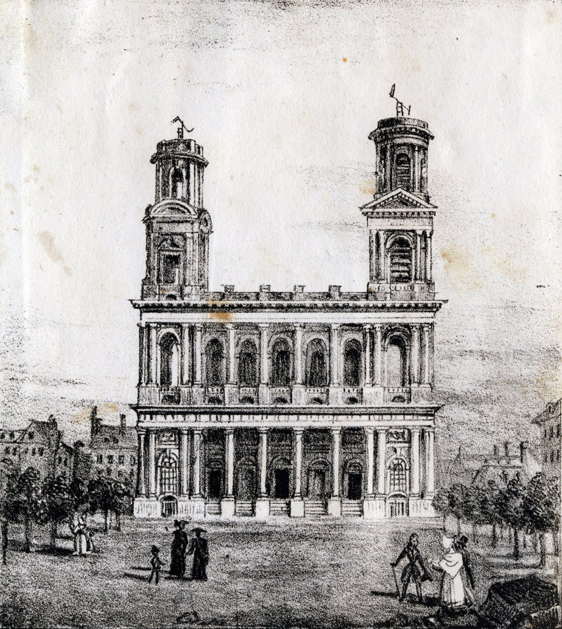 Saint Sulpice Church, Paris - "Alphabet Picturesque des Monuments de Paris" ca. 1840 (gravering) af French School