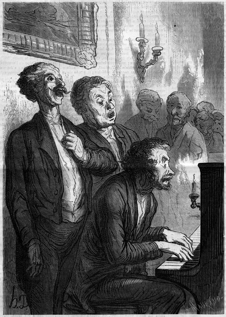 Singer Lounge. Tegnefilm af Honore Daumier (1808-1879). Indgravering i "" Le Monde Illustré"" nr. 290 af 1. november 1862. af French School