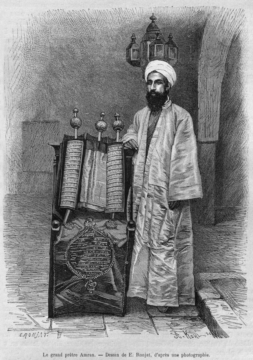 Samaritan Ypperstepræst, fra Syrien i dag. Rejser i Fønikien, Libanon og Judæa. 1875-1880 af Louis Charles Emile Lortet, 1884 (bw gravering) af French School