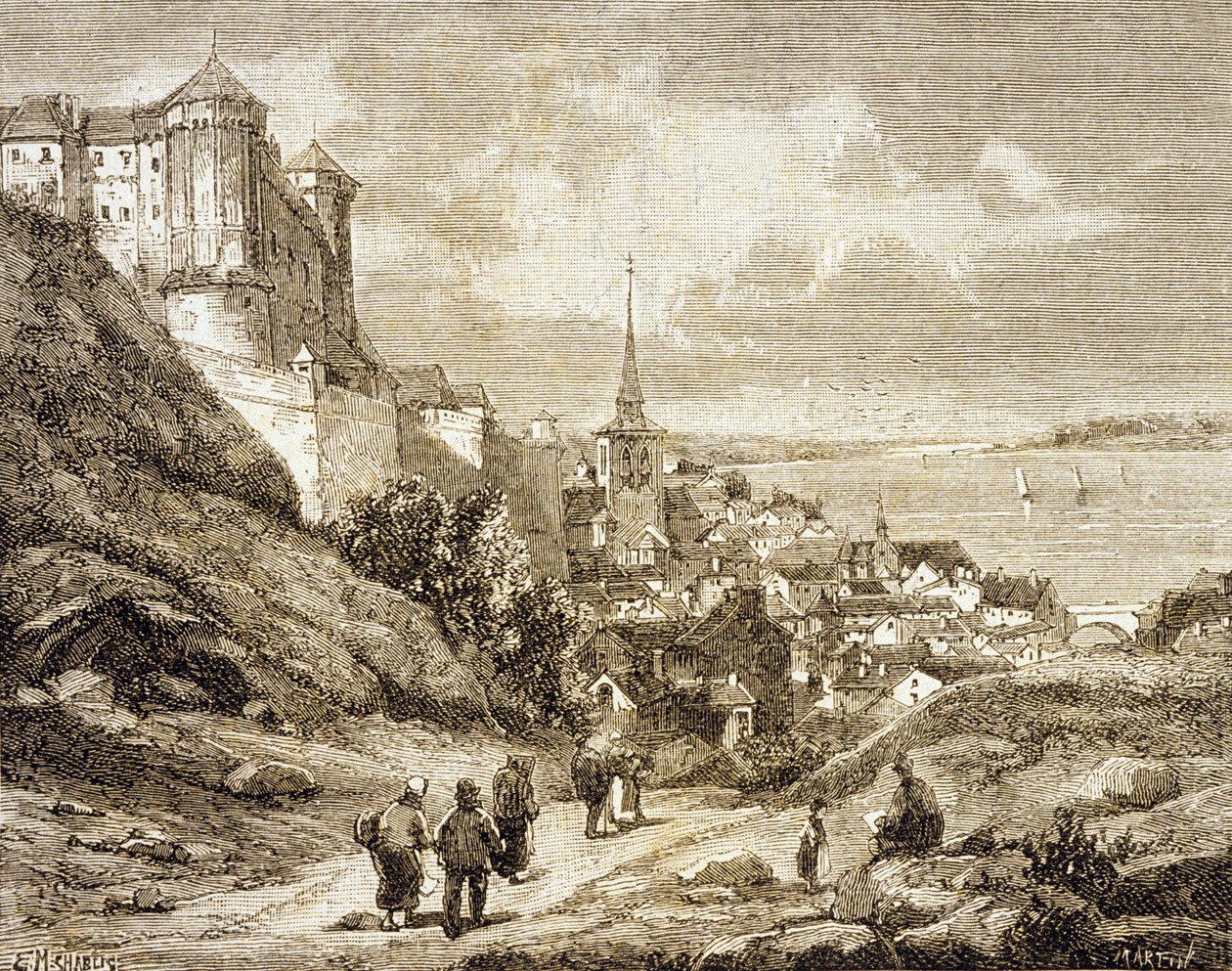 Saumur, Frankrig (gravering) af French School