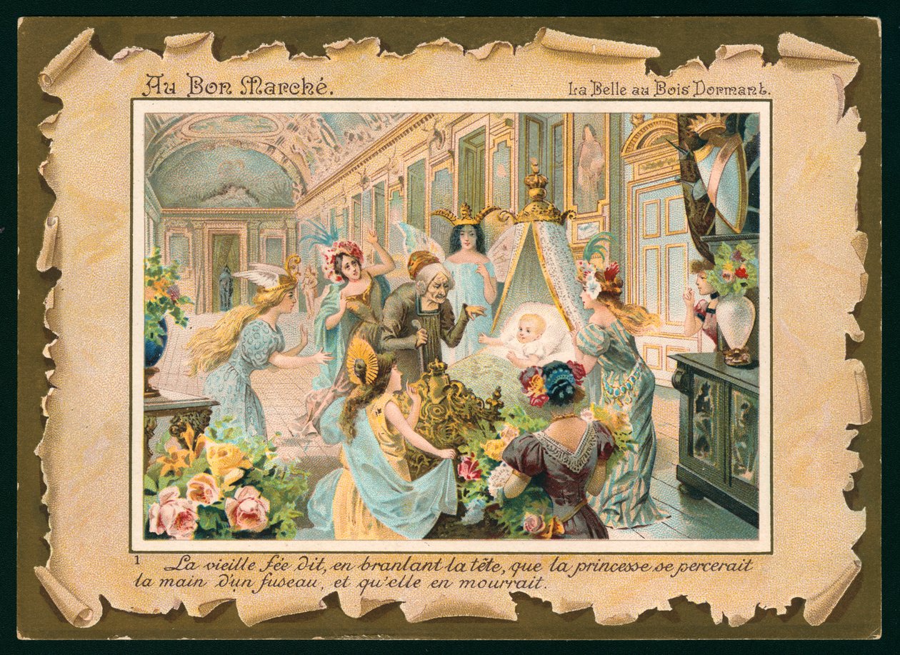 Scene fra Tornerose (chromolitho) af French School