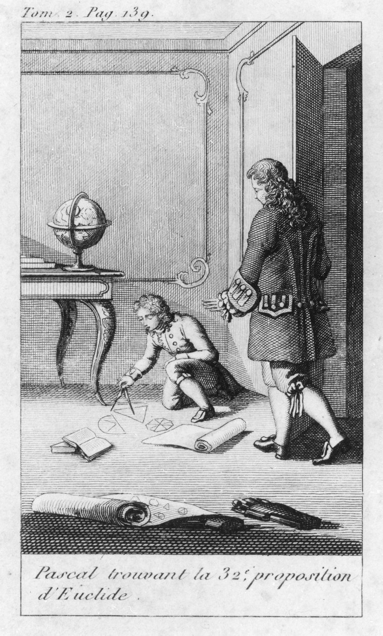Scene fra Blaise Pascals barndom (1623-62) i begyndelsen af det 19. århundrede af French School