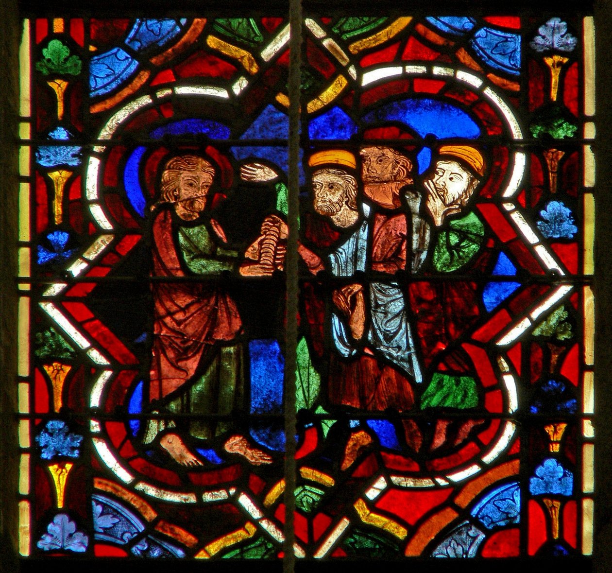 Scene i E-vinduet, der forestiller Judas, modtager sølvet af French School