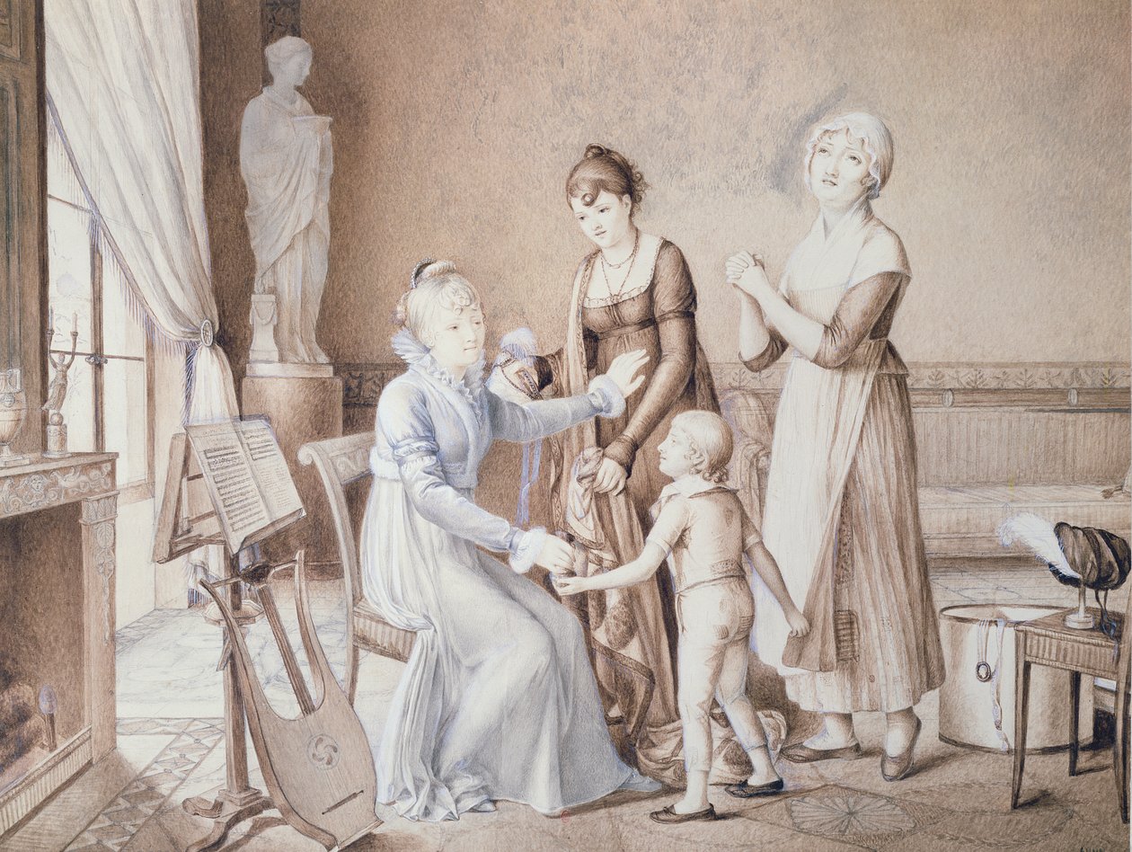 Scene of Family Life, begyndelsen af det nittende århundrede af French School