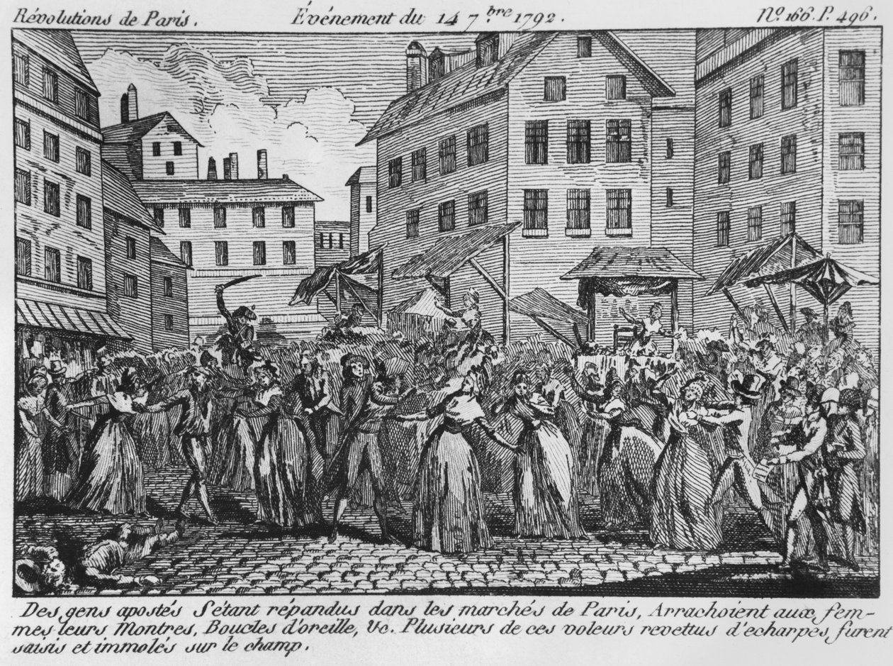 Scene for plyndring i Paris, 14. september 1792 af French School