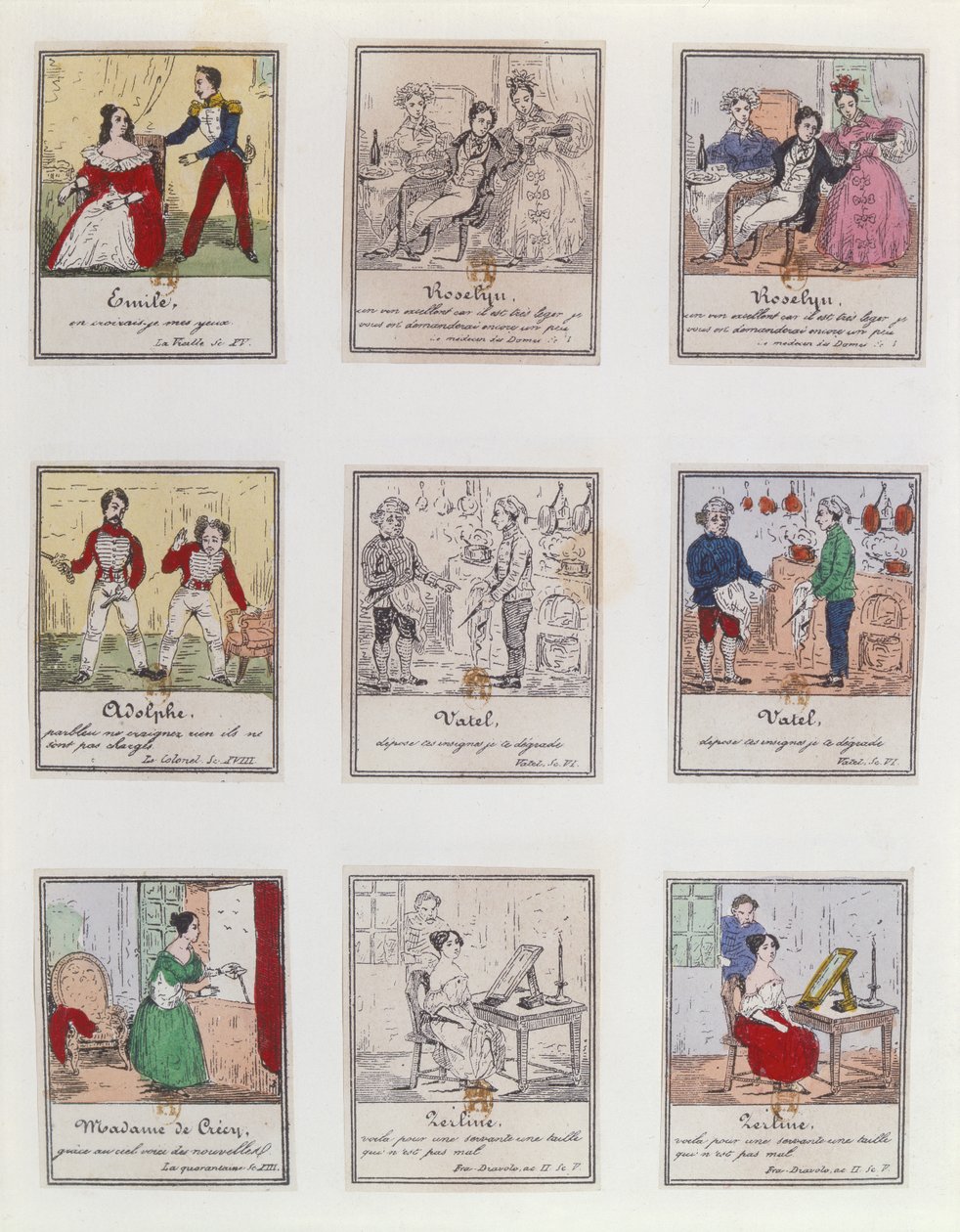 Scener fra det tidlige 19. århundredes parisiske Vaudeville og Opera-Comique, c1825-35 af French School