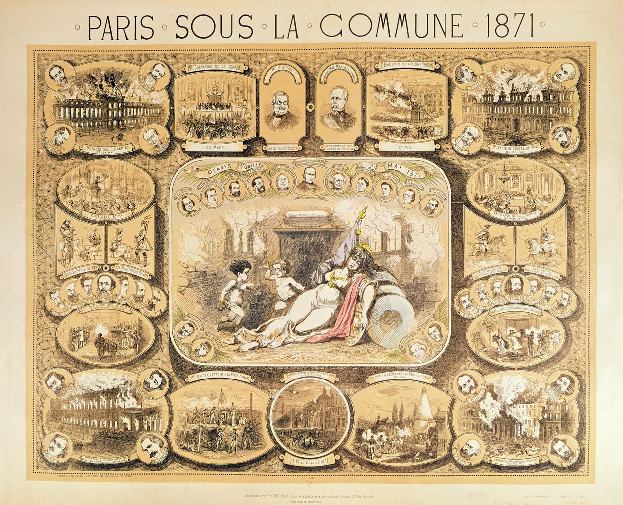 Scener fra Pariserkommunen, 1871 af French School