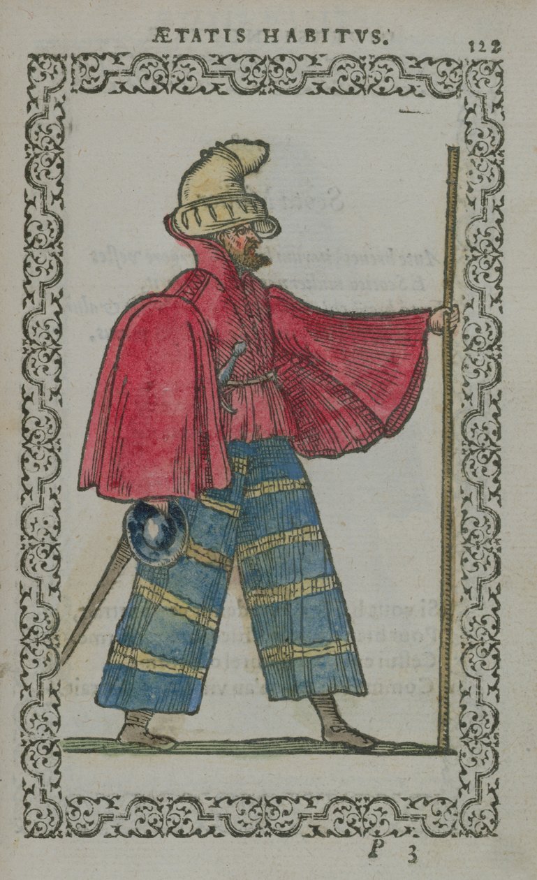 Skotsk mand i indfødt kostume, fra Costumes du Monde, udgivet i Antwerpen, 1572 (farvet træstik) af French School