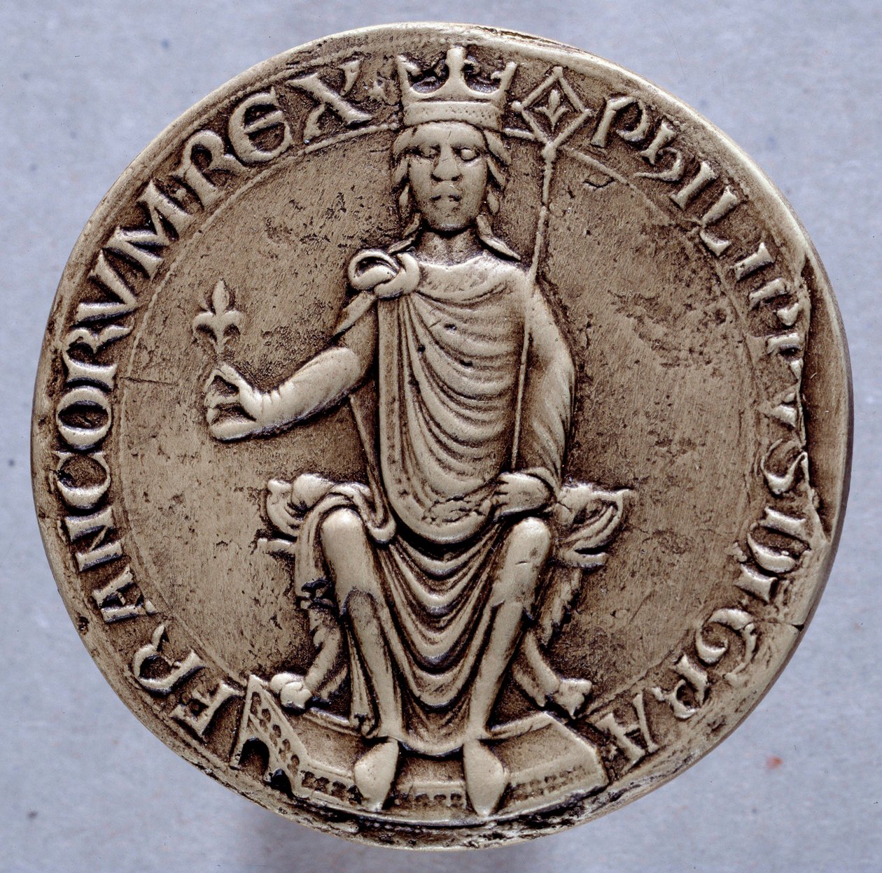 Segl af kong Philip II dit Philippe Augustus (1165-1223) Paris fra det 13. århundrede, Archives Nationales af French School