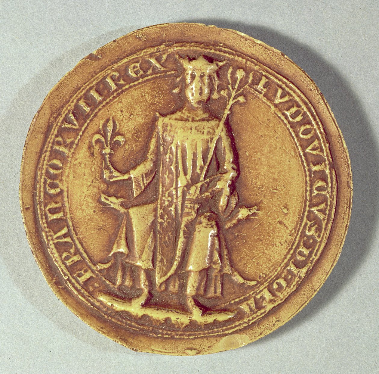 Segl fra St. Louis (1214-70) med et scepter og fleur de lys, ca. 1252 af French School