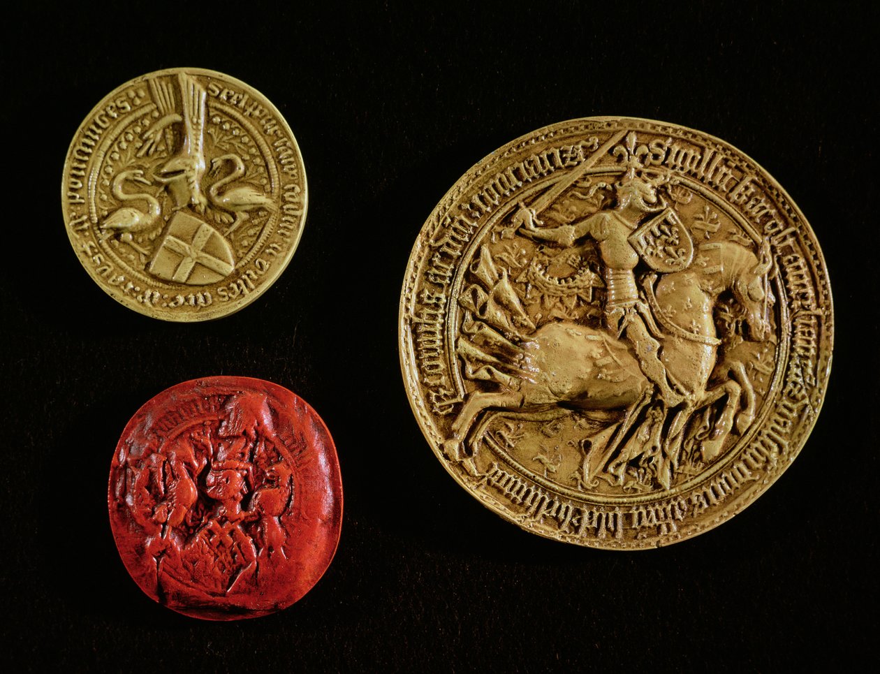 Segl af Gilles de Laval (1404-40) Lord of Rais, Jean dOrleans (1402-68) greve af Dunois og Jean Poton de Xaintrailles (1400-61) af French School