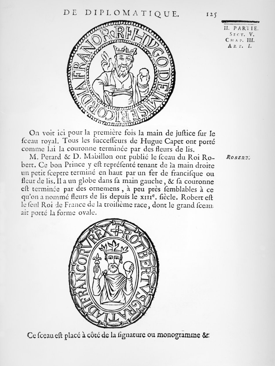 Segl af Hugues Capet (ca. 941-996) og Robert II (ca. 970-1031) den fromme af French School