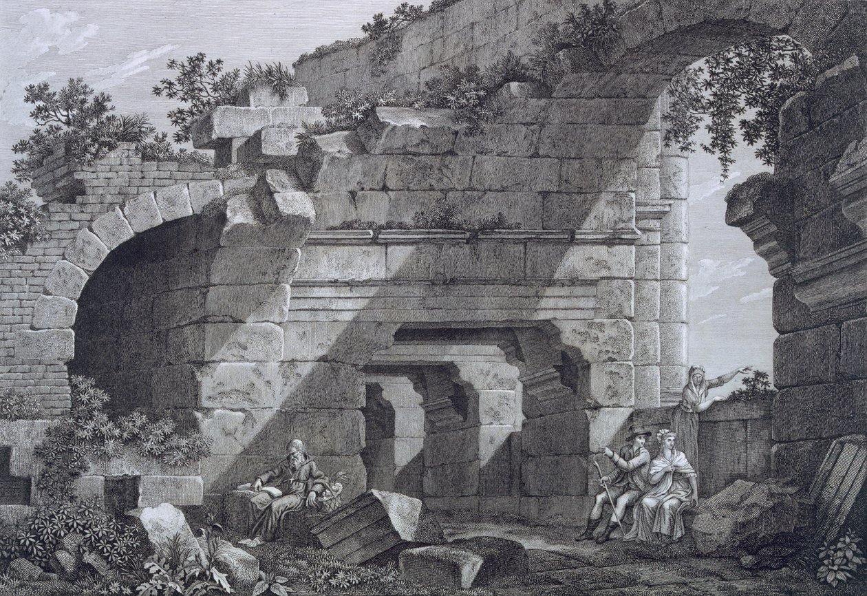 Anden række gallerier i amfiteatret i Nimes, fra Antiquities of France: Vol I, Monuments of Nimes af French School