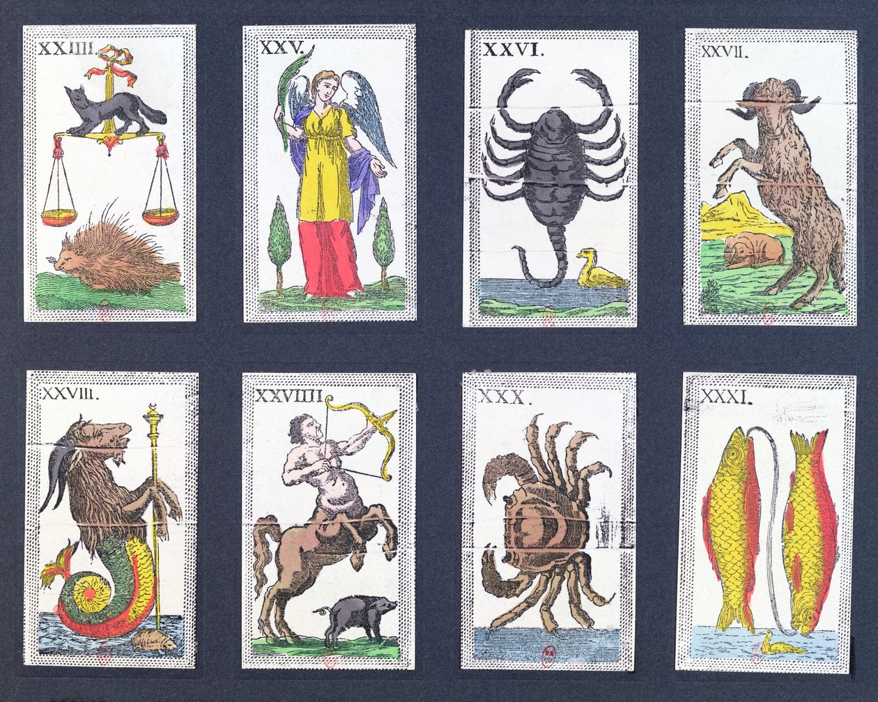 Udvalg af astrologiske tarotkort af French School
