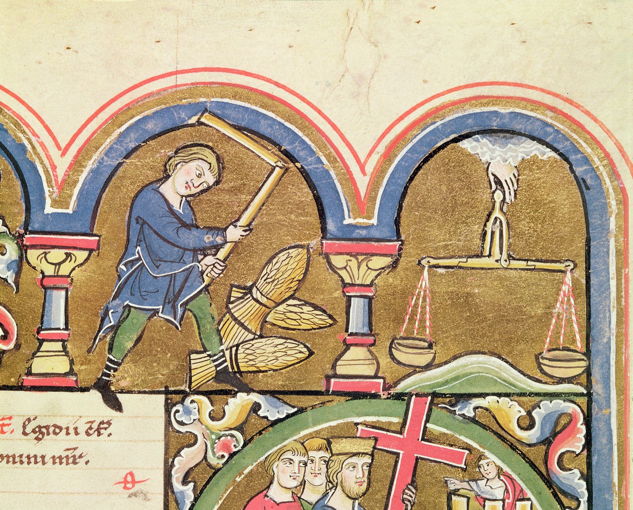 September: Tærskning af korn, fra Psalter of St. Elizabeth af French School
