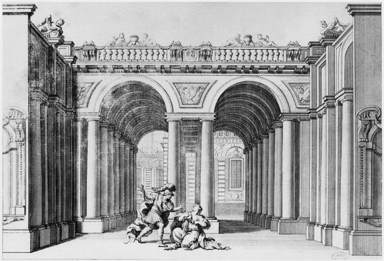 Scenografi til et uidentificeret skuespil af French School