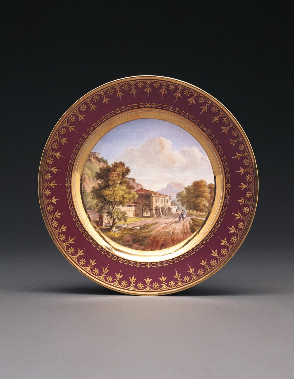 Sevres topografiske plade lilla baggrund af French School