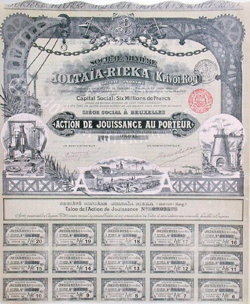 Aktiecertifikat for det fransk-russiske mineselskab 