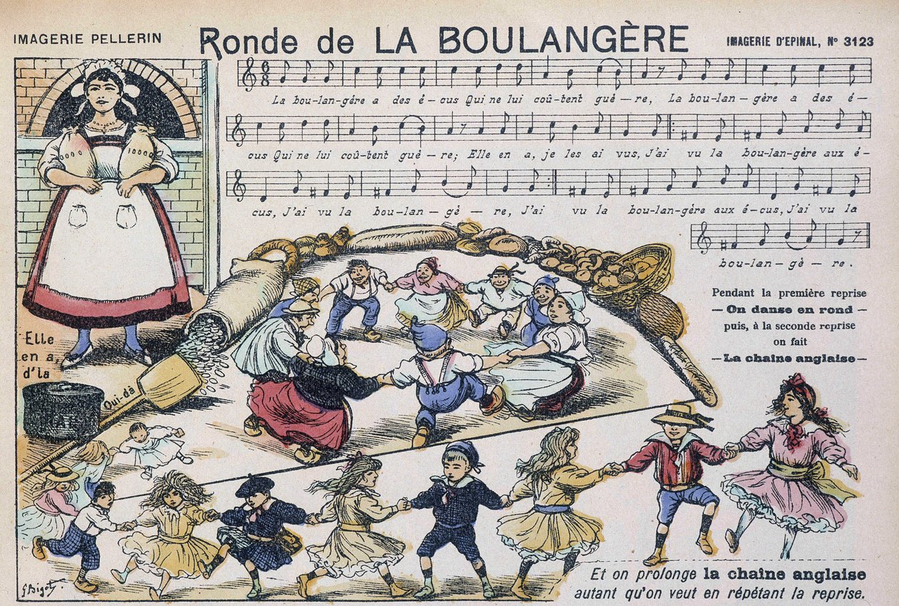 Nodehæfter til den populære sang "" Ronde de la boulangère "" - billede af Epinal, Pellerin af French School