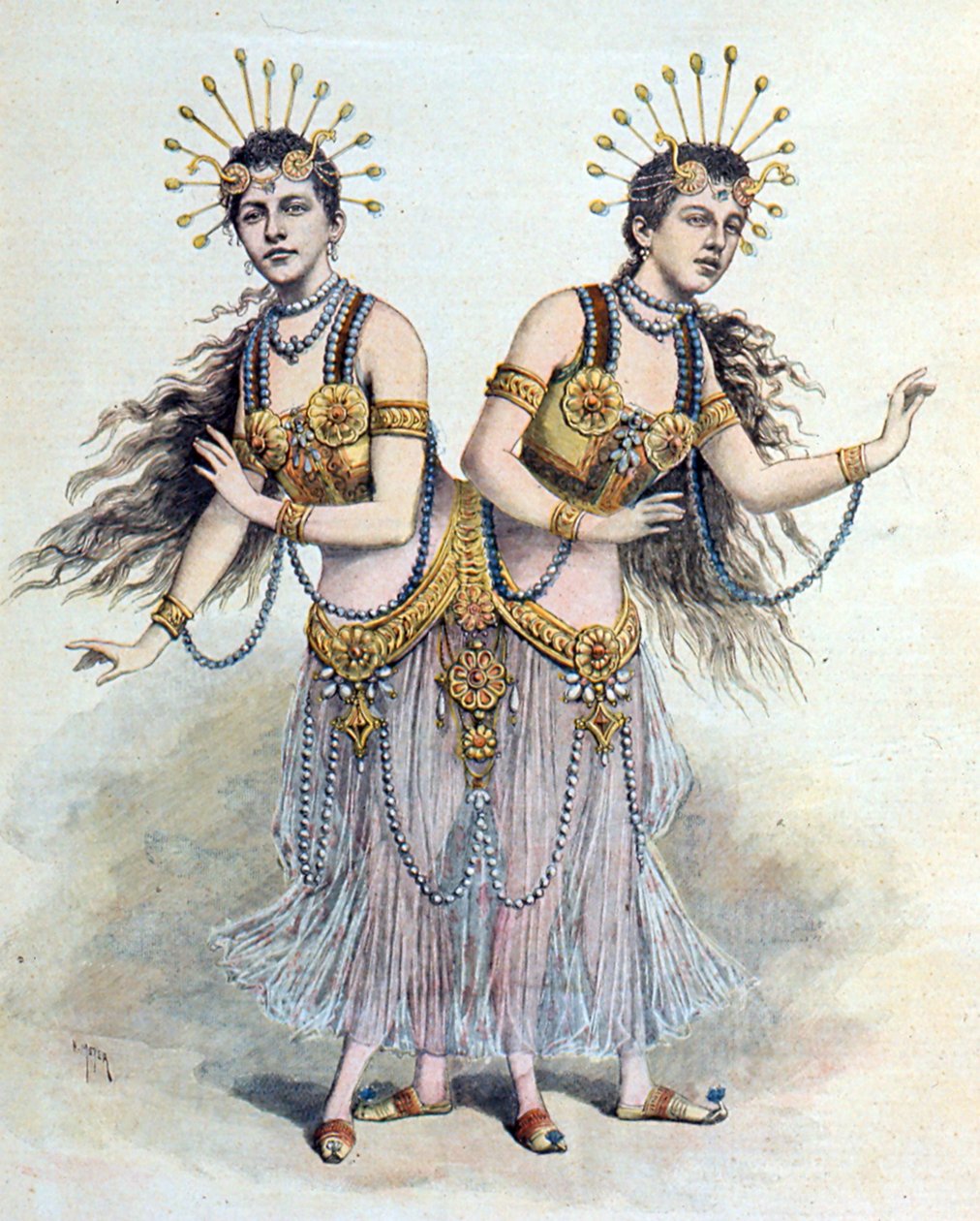 Siamesiske tvillinger, Rosa - Josepha Blazek Fra "Le Petit Journal", Paris, 8. april 1891 (gravering) af French School